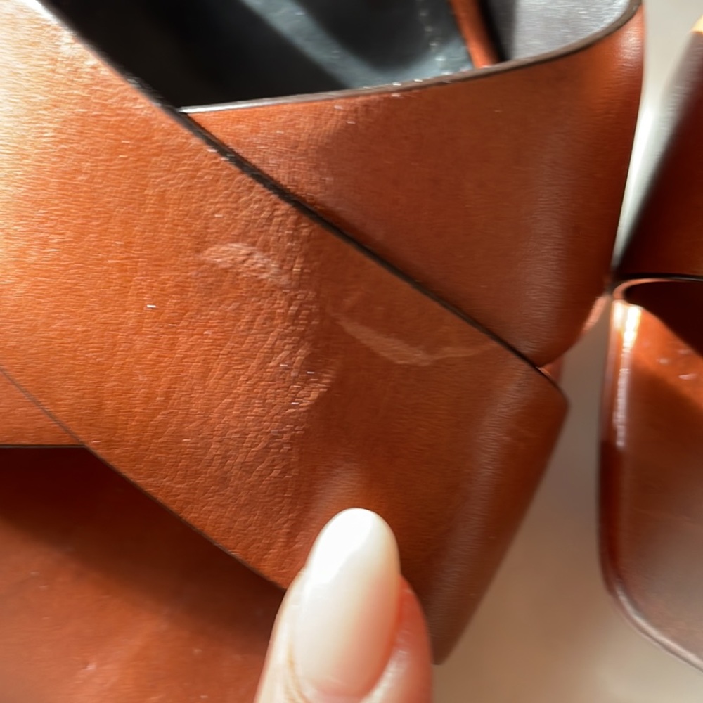 Saint Laurent Brown Leather Platform Sandals - Picture 11 of 13